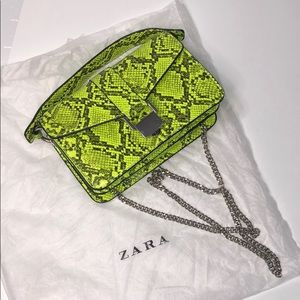 Zara neon snake print purse